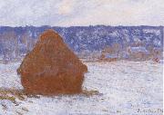 Claude Monet Haystack in the Snow,Overcast Weather oil painting reproduction